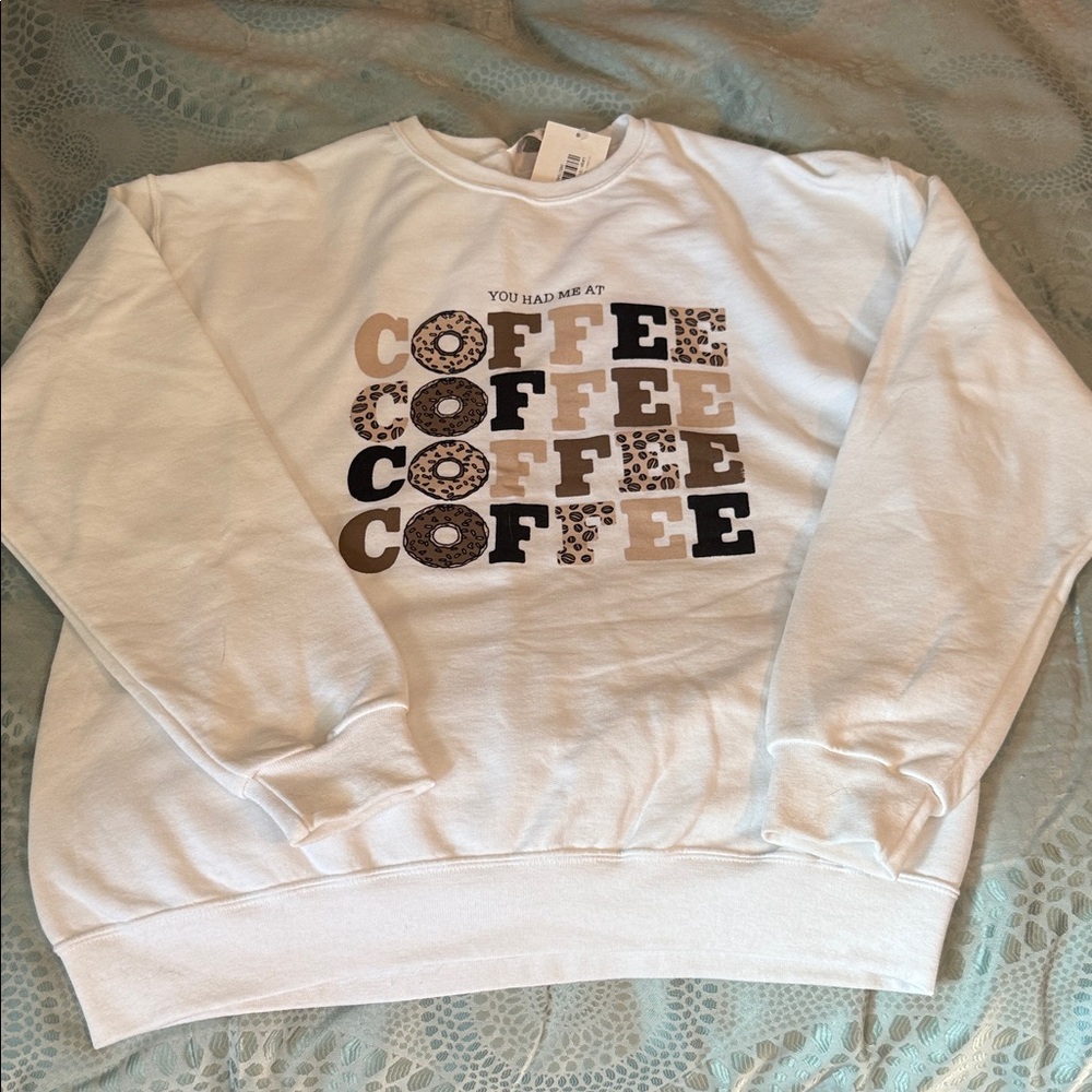 Jerzees White Sweatshirt Coffee